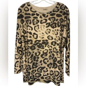Meo Mel Stylish Leopard Print Long Sleeve Top - Large